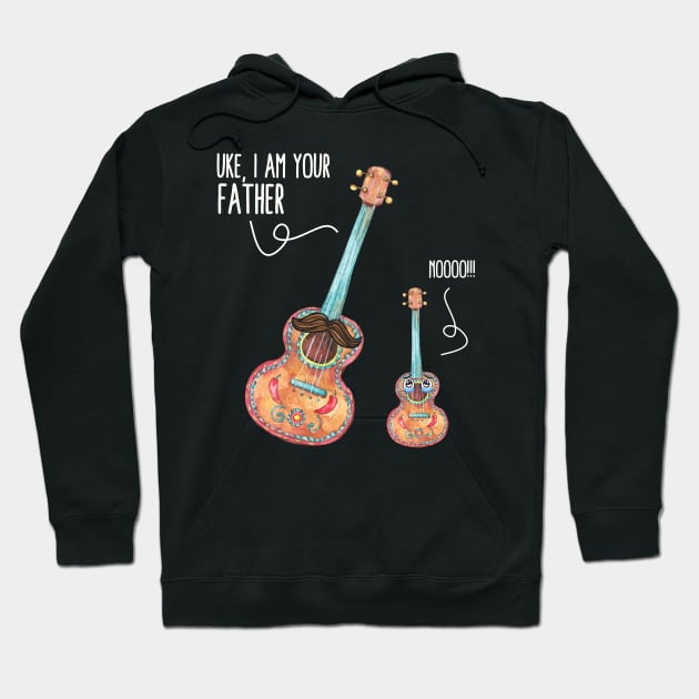 Uke I Am Your Father, Noo! Funny Ukelele Guitar Lover Hoodie by EvetStyles